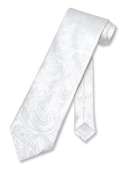 Men's Paisley Pattern White Polyester Neck Tie-Men's Neck Ties - Mens Dress Tie - Trendy Mens Ties