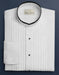 White Pleated Mandarin Tuxedo Collarless Dress Shirt
