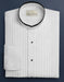 White Pleated Mandarin Tuxedo Collarless Dress Shirt