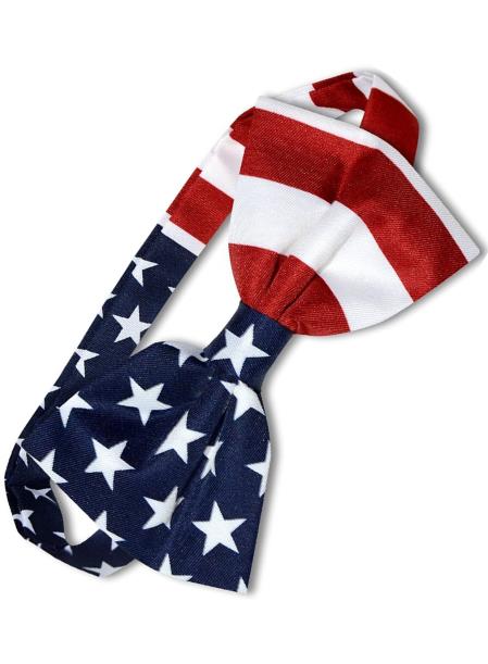 Men's White/Red/Blue Polyester American Flag USA Patriotic Bowtie