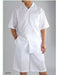 Men'S Shirt And Shorts White Color Two Piece Casual Casual Two Piece Walking Outfit For Sale Pant Sets Set Suit For Men - Mens Linen Suit