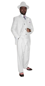 White Suit Peak Lapel - Flat Front Pants Pants - Double Breasted Vest Peak Lapel - Classic Fit Suit - Vested Suit - White - Modern Fit