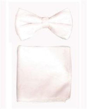 Velvet Bowtie with Hanky White