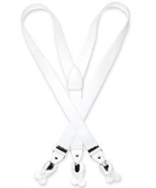 Men'S White Suspenders For Men Y Shape Back Elastic Button & Clip Convertible