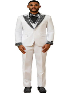 White and Black Prom Tuxedos - Perfect Wedding Suit Vested rhinestone Lapelled