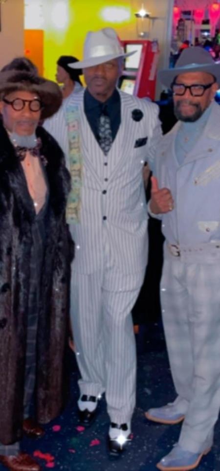 White and Black Pinstripe Vested Suit - Party Suit - Bold Stripe Suits