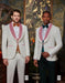 White and Rose Gold Tuxedo Suit - Wedding Groom Vested Suit