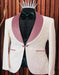 White and Rose Gold Tuxedo Suit - Wedding Groom Vested Suit