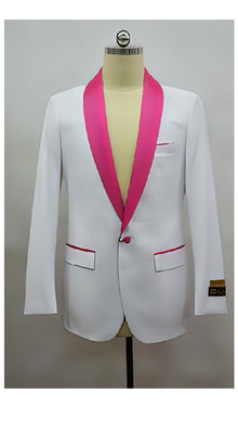 White And Pink Dinner Jacket - Pink Mens Blazer