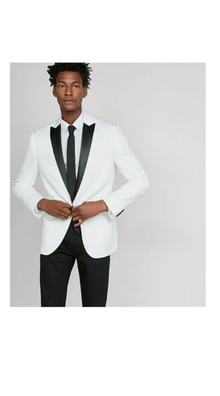 White Dinner Tuxedo Jacket Peak Black Lapel Two Toned