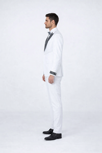 Men’s White Formal Tuxedo with Stones – Premium Peak Lapel 4-Piece