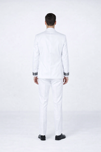 Men’s White Formal Tuxedo with Stones – Premium Peak Lapel 4-Piece