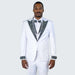 Men’s White Formal Tuxedo with Stones – Premium Peak Lapel 4-Piece