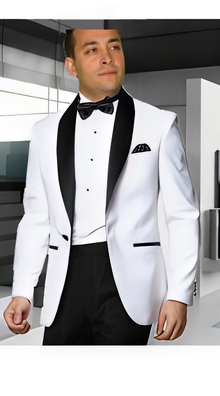White Tuxedo with a Black Shawl Lapel Kids Sizes Dinner Jacket Blazer Sportcoat 1 Button Perfect for toddler Suit wedding  attire outfits