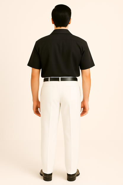 White Wide Leg Dress Pants Pleated Baggy Dress Trousers Unhemmed Unfinished Bottom - Cheap Priced Dress Slacks For Men On Sale