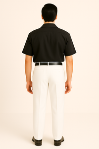 White Wide Leg Dress Pants Pleated Baggy Dress Trousers Unhemmed Unfinished Bottom - Cheap Priced Dress Slacks For Men On Sale