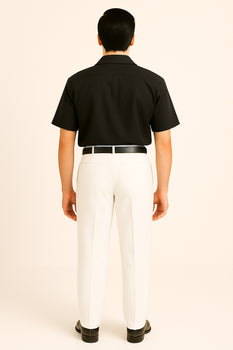 White Wide Leg Dress Pants Pleated Baggy Dress Trousers Unhemmed Unfin — MensUSA White Wide Leg Dress Pants Pleated Baggy Dress Trousers Unhemmed Unfin — MensUSA