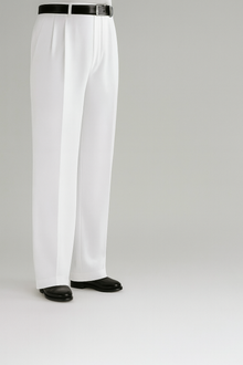 White Wide Leg Dress Pants Pleated Baggy Dress Trousers Unhemmed Unfinished Bottom - Cheap Priced Dress Slacks For Men On Sale