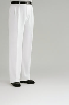 White Wide Leg Dress Pants Pleated Baggy Dress Trousers Unhemmed Unfinished Bottom - Cheap Priced Dress Slacks For Men On Sale