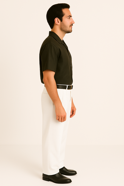 White Wide Leg Dress Pants Pleated Baggy Dress Trousers Unhemmed Unfinished Bottom - Cheap Priced Dress Slacks For Men On Sale