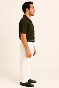 White Wide Leg Dress Pants Pleated Baggy Dress Trousers Unhemmed Unfinished Bottom - Cheap Priced Dress Slacks For Men On Sale