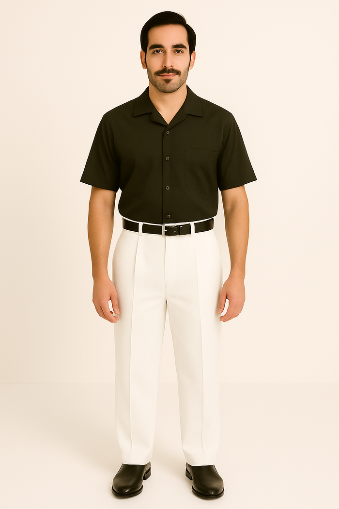 White Wide Leg Dress Pants Pleated Baggy Dress Trousers Unhemmed Unfinished Bottom - Cheap Priced Dress Slacks For Men On Sale