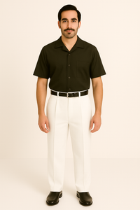 White Wide Leg Dress Pants Pleated Baggy Dress Trousers Unhemmed Unfinished Bottom - Cheap Priced Dress Slacks For Men On Sale