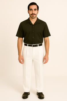 White Wide Leg Dress Pants Pleated Baggy Dress Trousers Unhemmed Unfinished Bottom - Cheap Priced Dress Slacks For Men On Sale