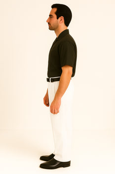 White Wide Leg Dress Pants Pleated Baggy Dress Trousers Unhemmed Unfinished Bottom - Cheap Priced Dress Slacks For Men On Sale