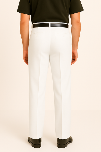 White Wide Leg Dress Pants Pleated Baggy Dress Trousers Unhemmed Unfin
