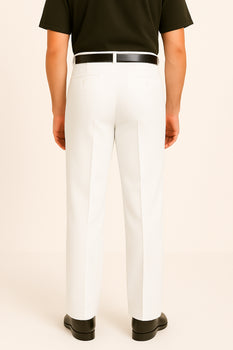 White Wide Leg Dress Pants Pleated Baggy Dress Trousers Unhemmed Unfin — MensUSA White Wide Leg Dress Pants Pleated Baggy Dress Trousers Unhemmed Unfin — MensUSA
