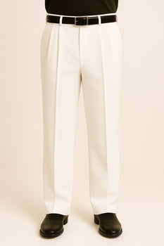White Wide Leg Dress Pants Pleated Baggy Dress Trousers Unhemmed Unfin — MensUSA White Wide Leg Dress Pants Pleated Baggy Dress Trousers Unhemmed Unfin — MensUSA