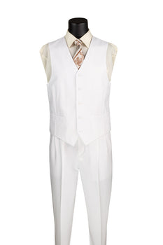 Lucci White 3-Button Vested Budget Suit with Pleated Slacks - Image 2