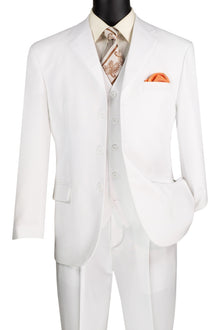 Lucci White 3-Button Vested Budget Suit with Pleated Slacks