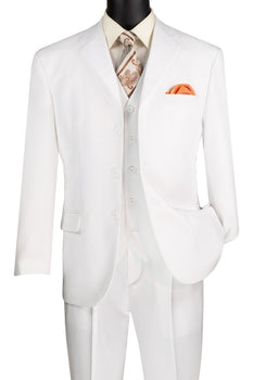 Lucci White 3-Button Vested Budget Suit with Pleated Slacks