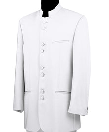 Lucci White 8 Button Banded Collar Fashion Suit