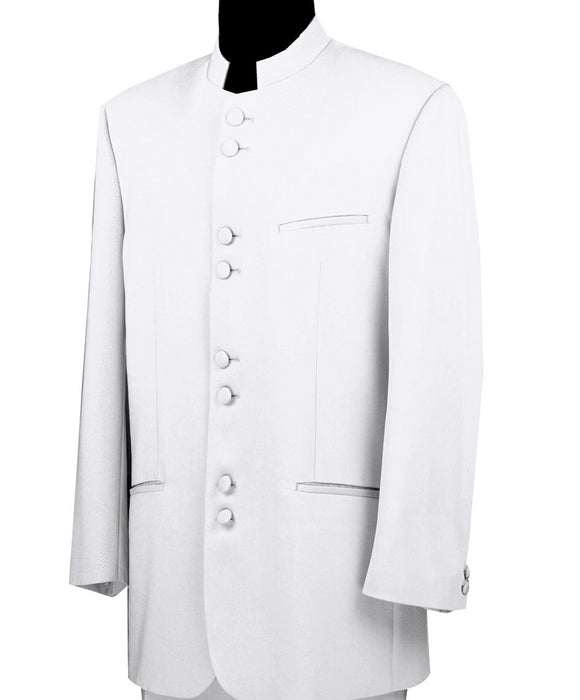 Lucci White 8 Button Banded Collar Fashion Suit