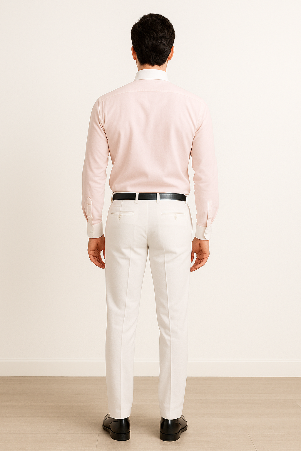 French Cuff Stylish  (10 Colors ) White Collar Two Toned Contrast Men's Dress Shirt - Image 4