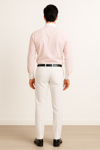 French Cuff Stylish  (10 Colors ) White Collar Two Toned Contrast Men's Dress Shirt - Image 4