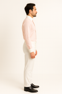 French Cuff Stylish  (10 Colors ) White Collar Two Toned Contrast Men's Dress Shirt