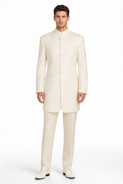 White Mandarin Collar Tuxedo