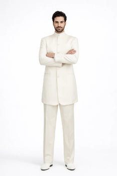 White Mandarin Collar Tuxedo