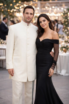White Mandarin Collar Tuxedo