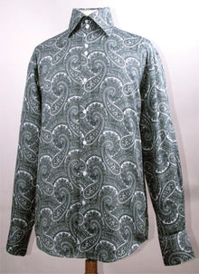 Mens Fancy Club High Collar White Paisley Shirt