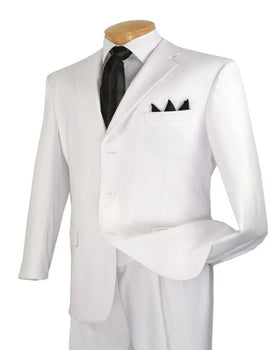 Three Button Suit - Classic Fit Pleated Pants - Mens Classic 3 Button Regular Fit White Suit