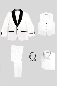 Hampton Stacy Adams Kids White Five Piece Set Tuxedo