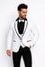 White Slim Fit Tuxedo 3 Piece with Satin Shawl Collar Vest