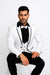 White Slim Fit Tuxedo 3 Piece with Satin Shawl Collar Vest