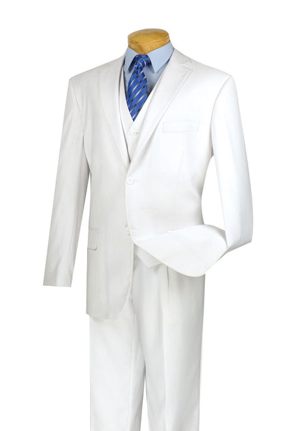 Mens Vinci Two Button White Classic Suit