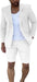 Mens Suits With Shorts - Double breasted Style White With Gold Buttons